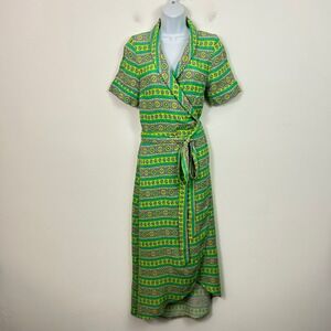Never Fully Dressed Green Rosetta Brooklyn Wrap Dress Womens Size Small